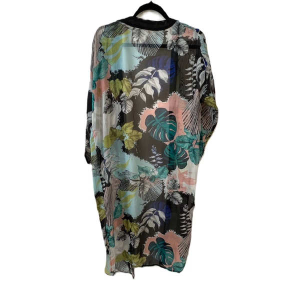 Women’s Kimono One Size Plant Print Graphic Design Above the Ankle Length - Picture 2 of 7